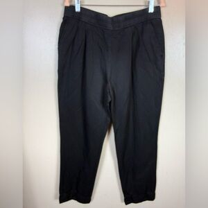 James Perse Womens Linen Blend Pants Black Size 3 Pull-On Drawstring Comfort